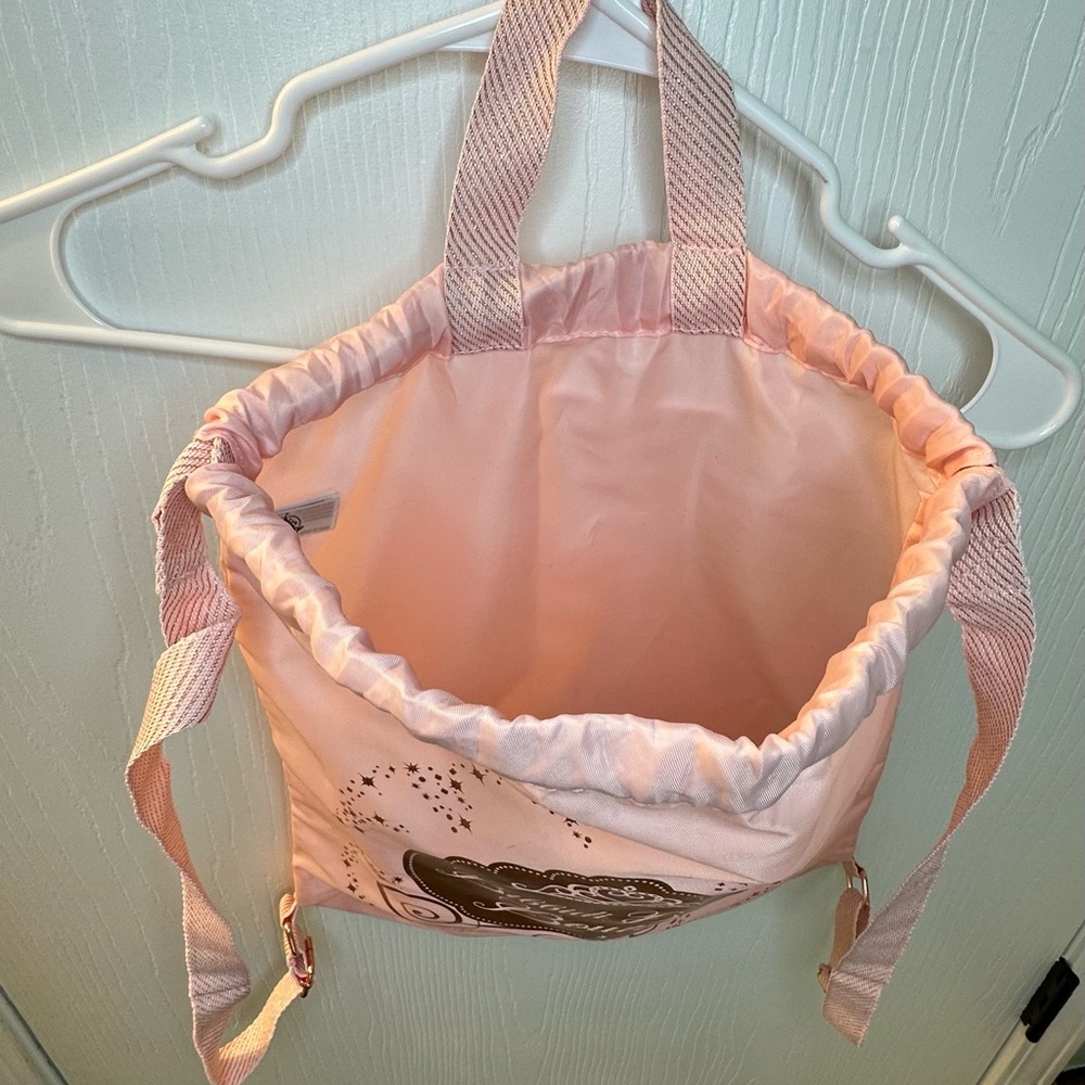 Disney Parks Bibbidi Bobbidi Boutique light pink & gold drawstring bag - Picture 4 of 6